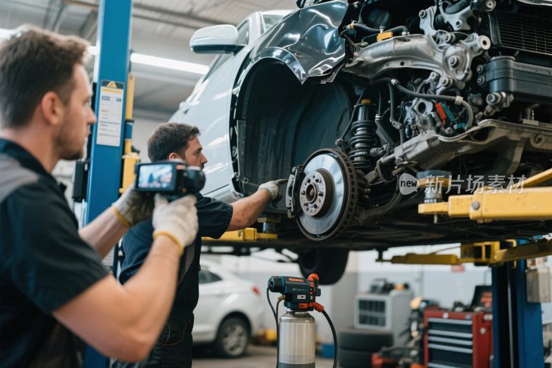 汽车维修车间工作场景