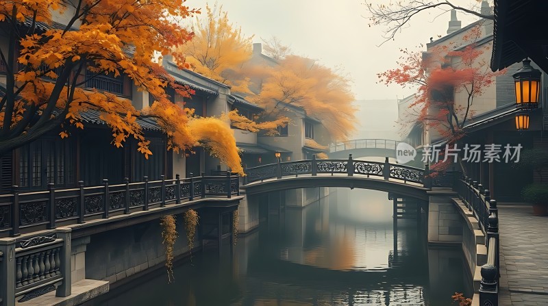 秋日古桥映水乡