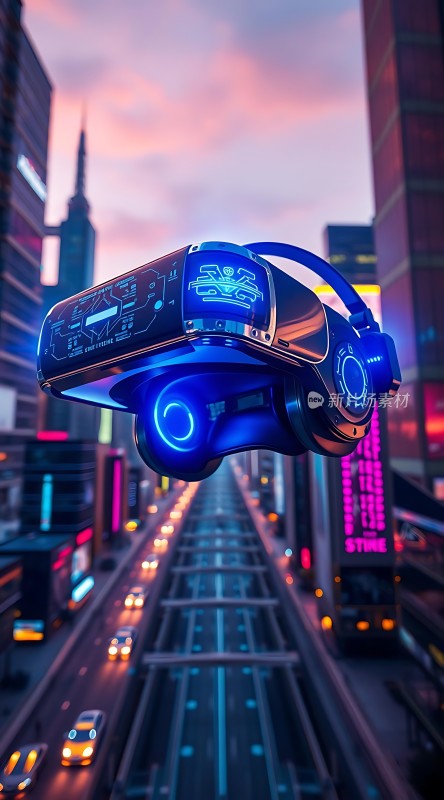 未来城市中的高科技VR眼镜