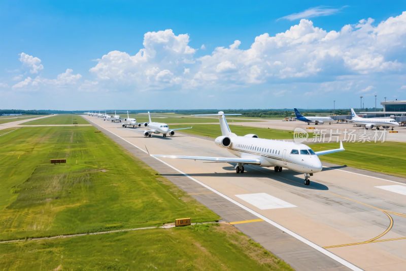 机场跑道飞机群