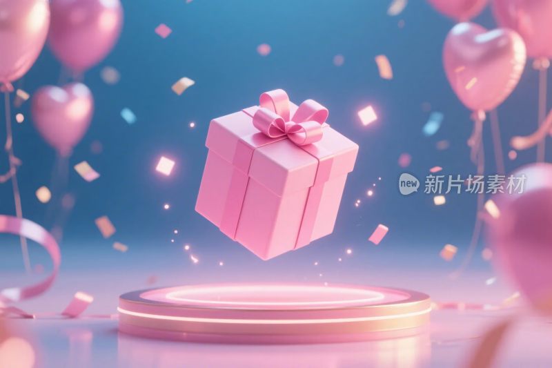 粉色礼盒赠礼场景