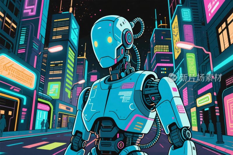 未来科幻机器人插画