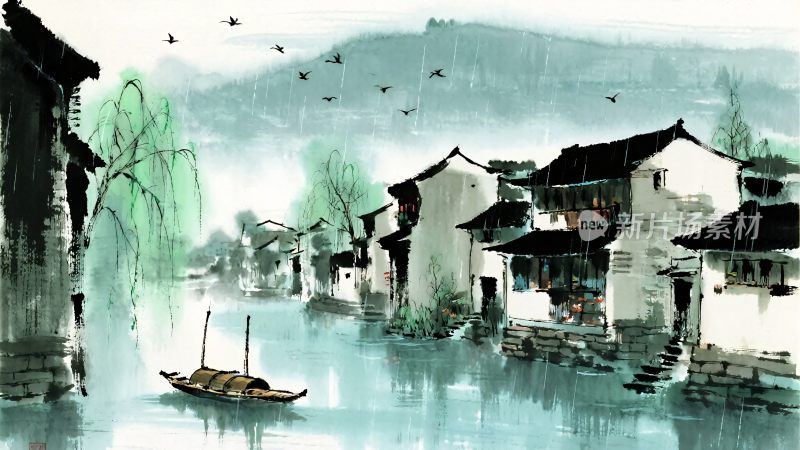 水墨江南水乡景致