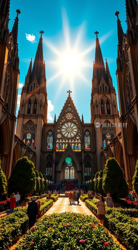 阳光下的宏伟教堂