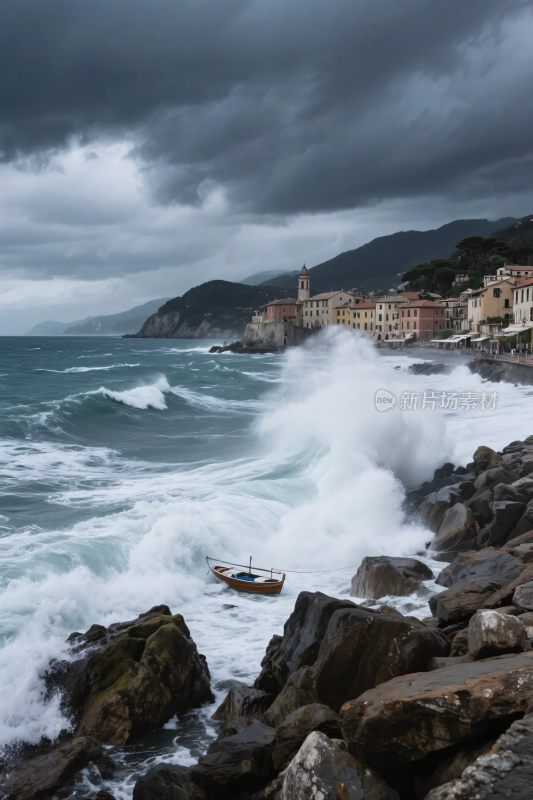 沿海风暴海浪景观