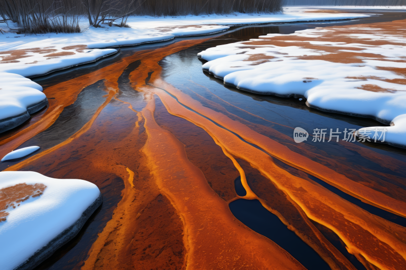 冲洗水流水流中间有橙色条纹高清图片