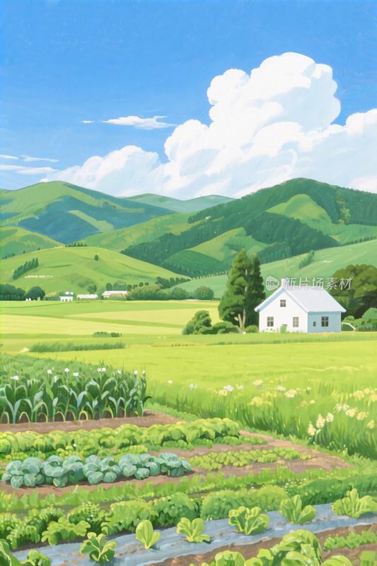 乡村田园风景插画