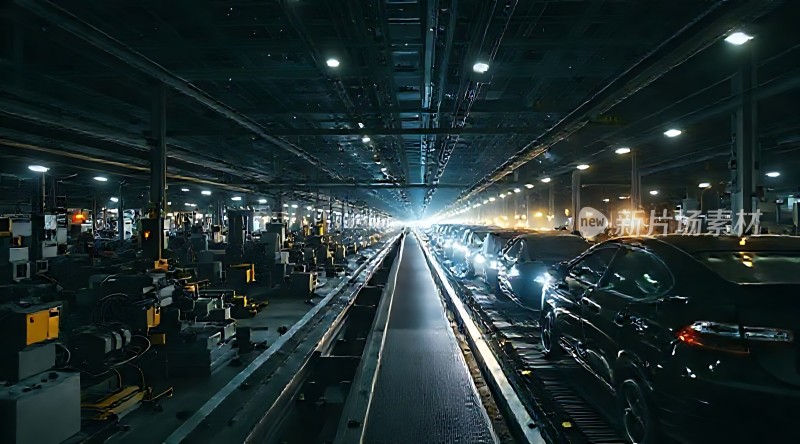 现代工厂生产线上的汽车装配线