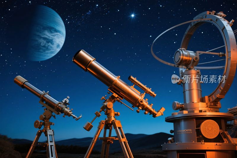 天文望远镜观测星空场景