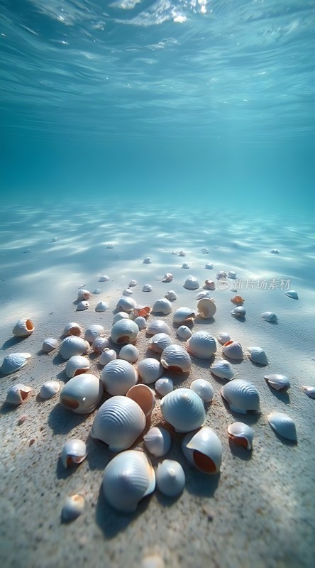 阳光下的海底贝壳世界