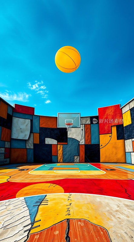 篮球场上的彩色艺术