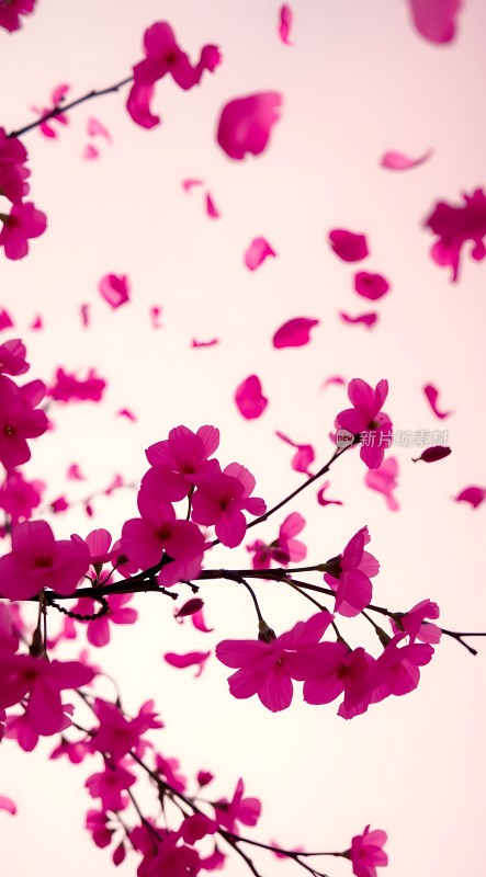 粉红樱花飘落