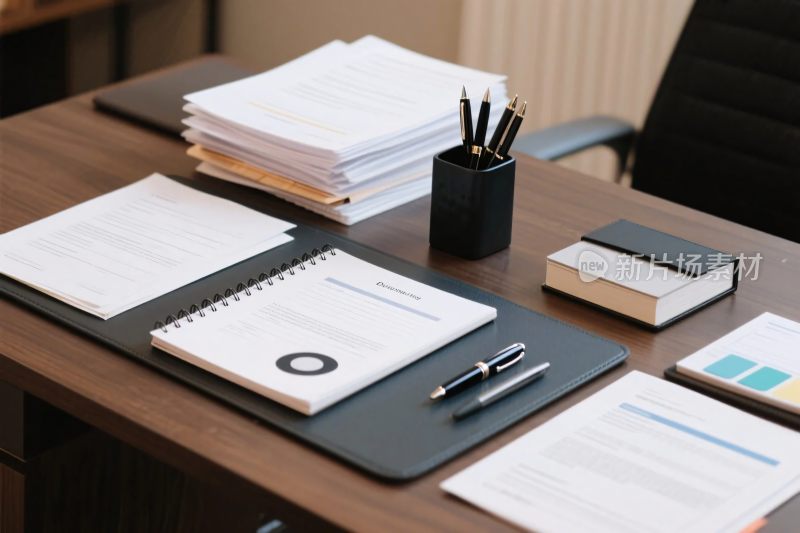 办公桌面文件与文具布置