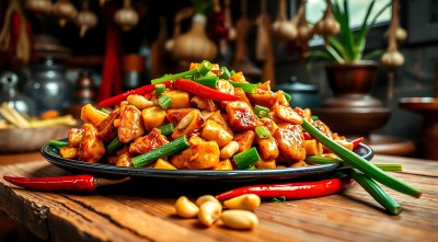 香辣鸡丁配青葱花生 香辣鸡丁配青葱花生