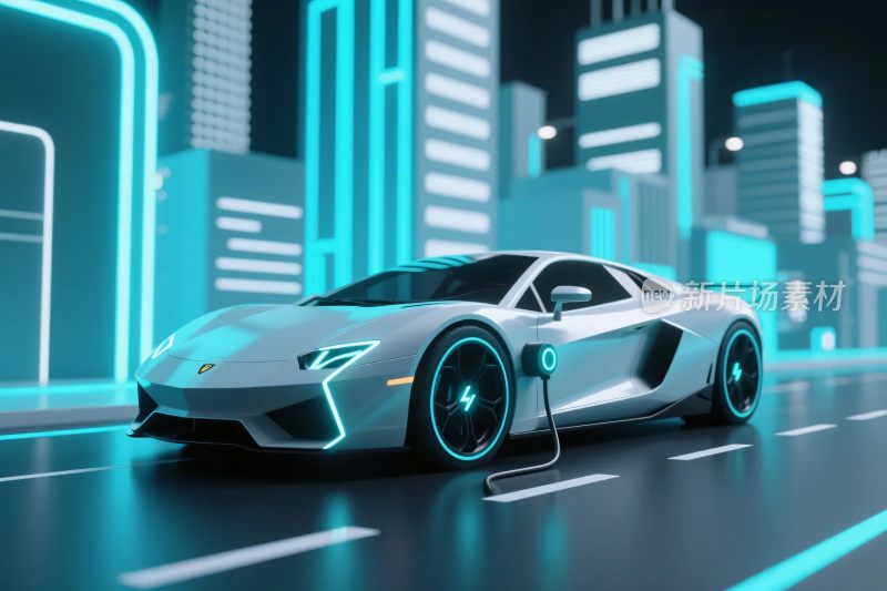 未来科技跑车霓虹城市