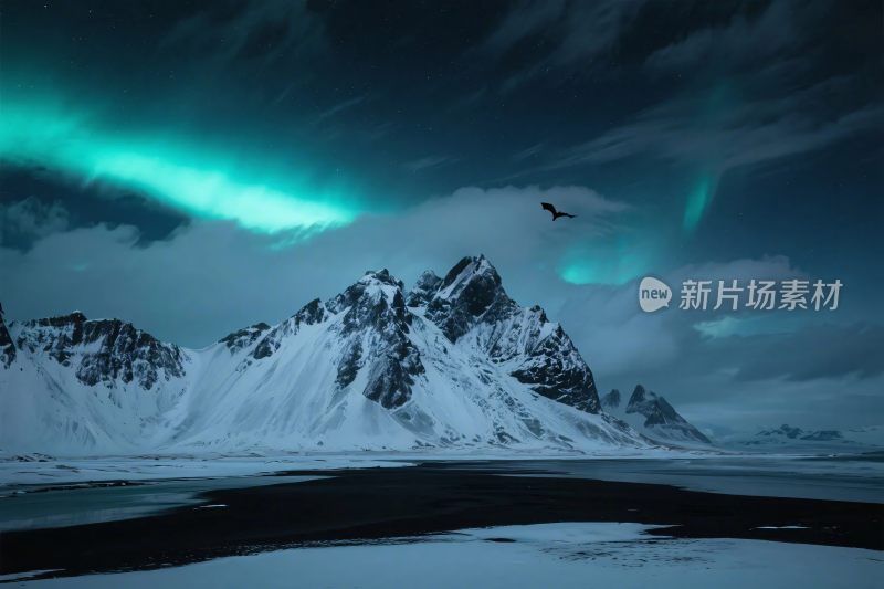 雪山极光冰雪风景