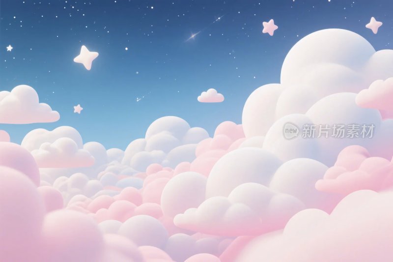 梦幻云朵星空插画