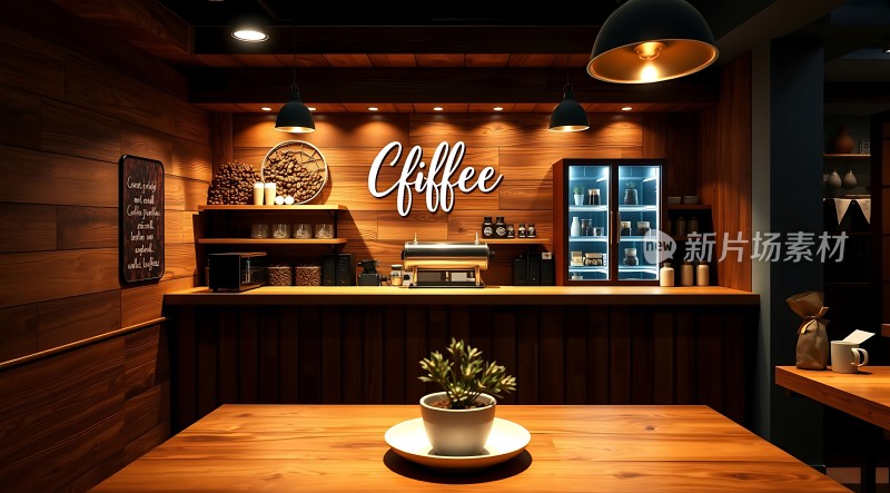 温馨咖啡店木质装饰与绿植点缀营造舒适氛围