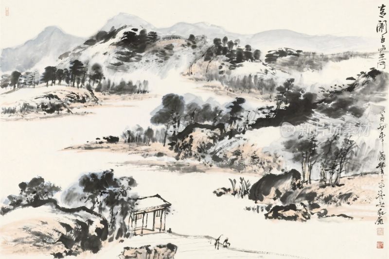 中国传统山水水墨画