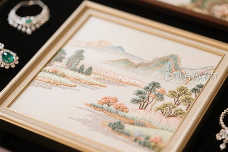 中式刺绣山水画艺术