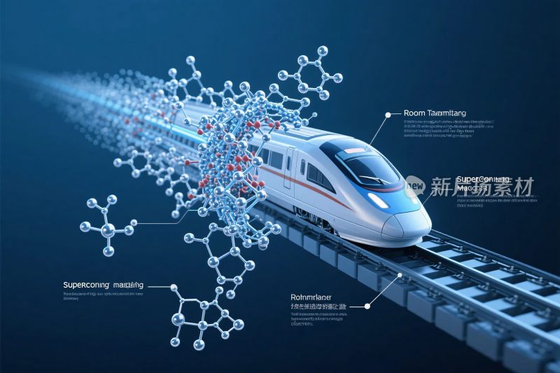 高速列车与科技分子创意图