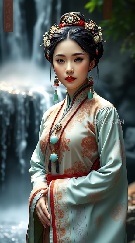 汉服佳人山水间