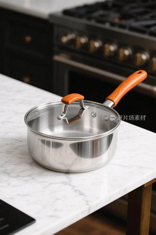 厨房锅具与大理石桌面