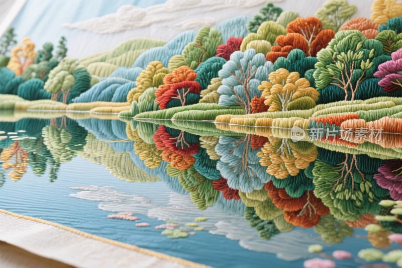 山水彩绣风景画