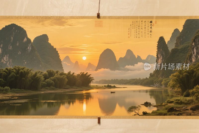 山水风景古风插画