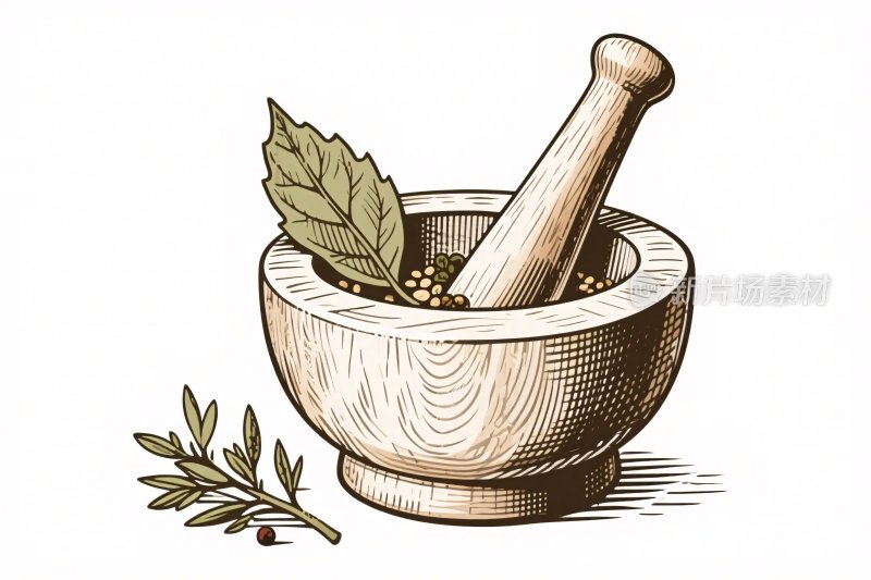 复古研钵插画