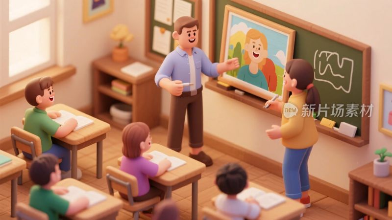 教室场景插画