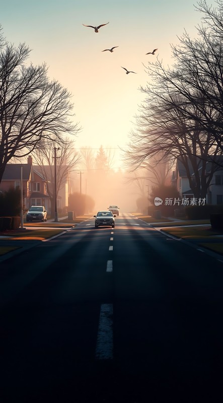 晨曦中的宁静街道