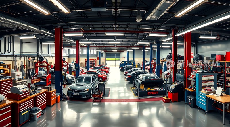 现代汽车维修车间整洁明亮设备齐全专业服务