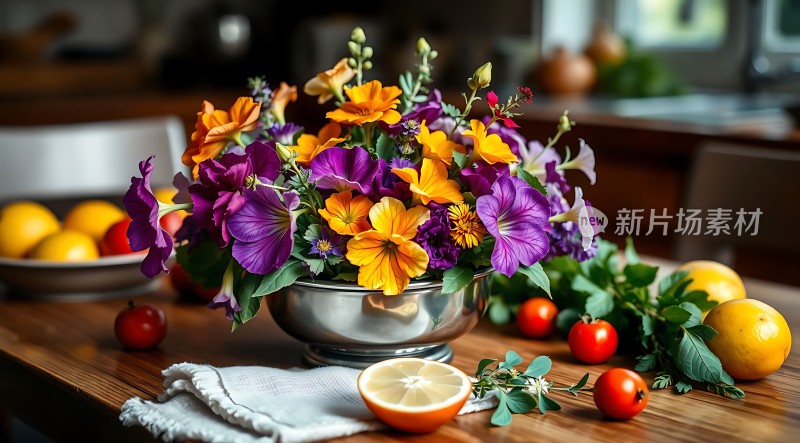 阳光下的缤纷花艺