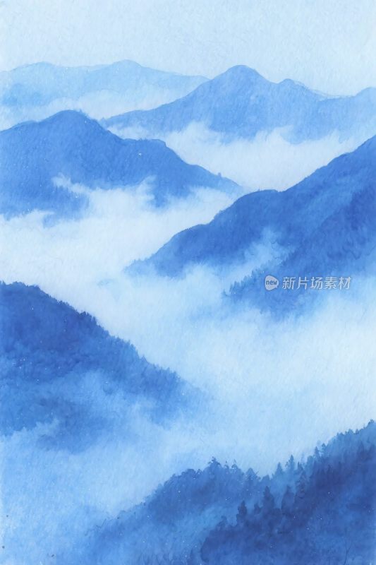 山水云雾风景插画