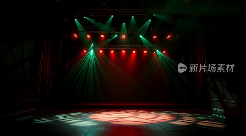 舞台灯光秀红绿交织光影交错营造出神秘而梦幻的氛围