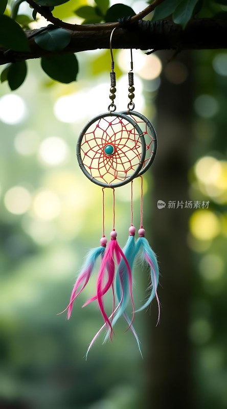 彩色羽毛耳环梦幻捕梦网