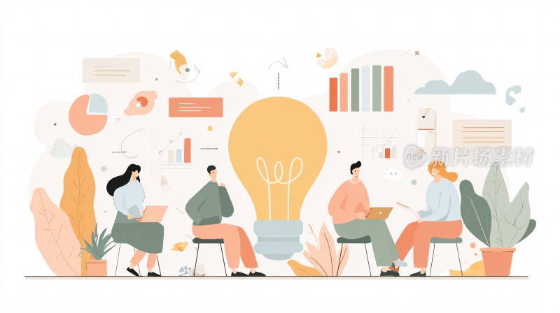 团队创意讨论插画场景