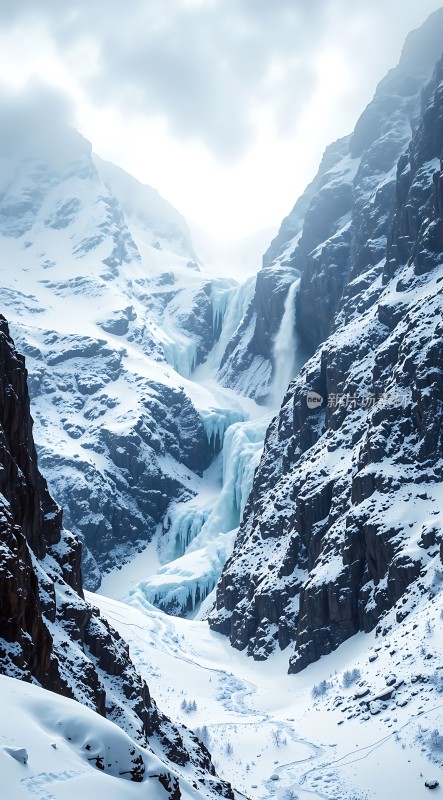 冰封峡谷瀑布奇观