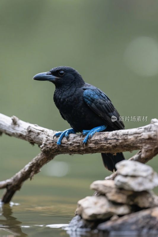 鸟类栖息在树枝上