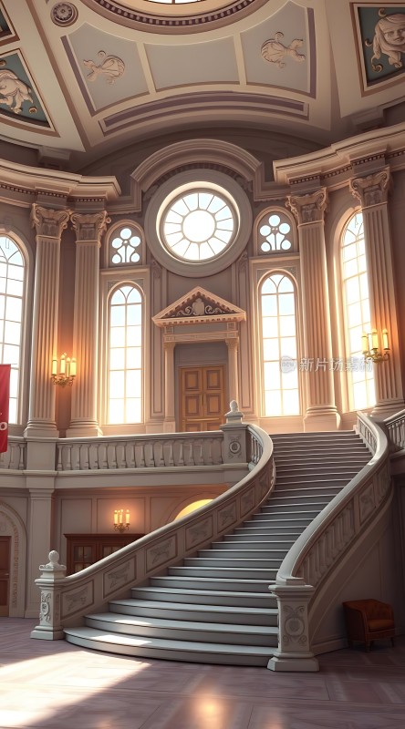 阳光下的宏伟楼梯