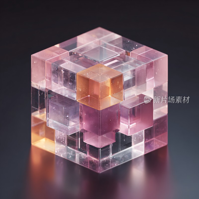 彩色透明立方体几何图形