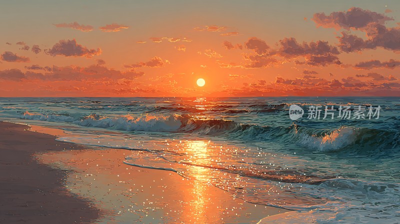海边美丽的日落景象