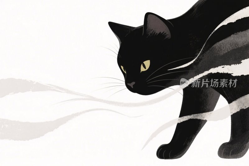 黑白猫咪插画