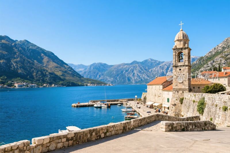 海滨古镇风景图