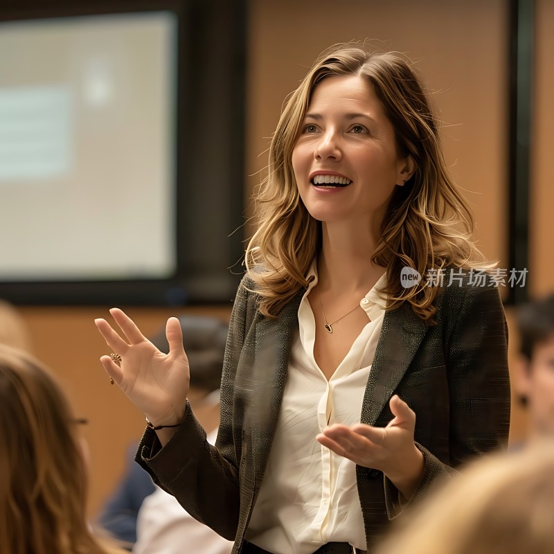 商务女性自信演讲展现职场风采