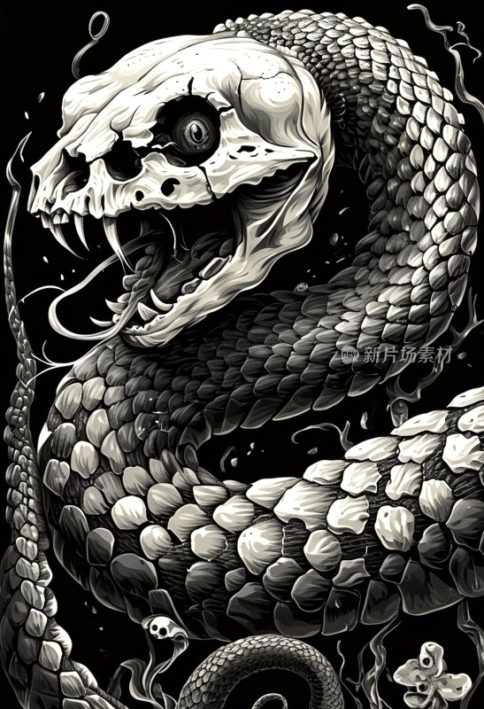 万圣节骷髅蛇化石