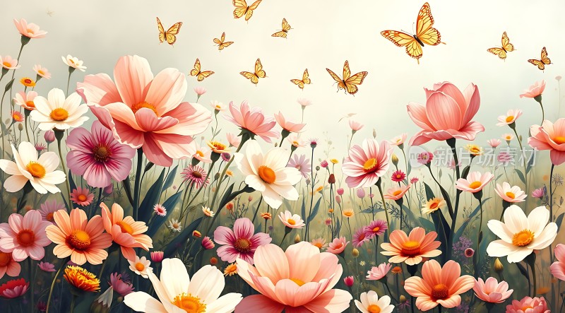 蝶舞花间春意盎然