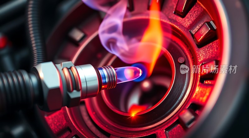 机械装置中的火花塞燃烧