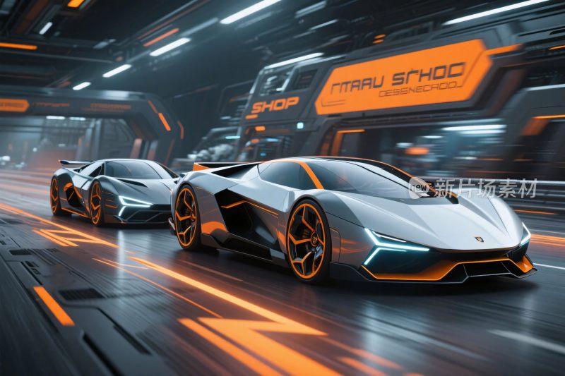 未来科幻赛车场景